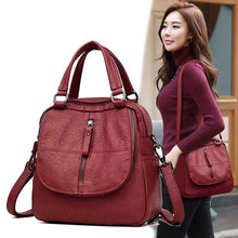 Load image into Gallery viewer, PU Leather Women's Fashion Multipurpose Backpack Shoulder Bag Zipper for Mobile Phone Keys Travel Backpack Bags  J55