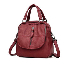 Load image into Gallery viewer, PU Leather Women's Fashion Multipurpose Backpack Shoulder Bag Zipper for Mobile Phone Keys Travel Backpack Bags  J55