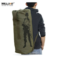 Load image into Gallery viewer, Men's Travel Bag Army Green Bucket Bags Military Backpack Canvas Backpacks Large Duffle Men Shoulder Bags Fishing Bag XA820C